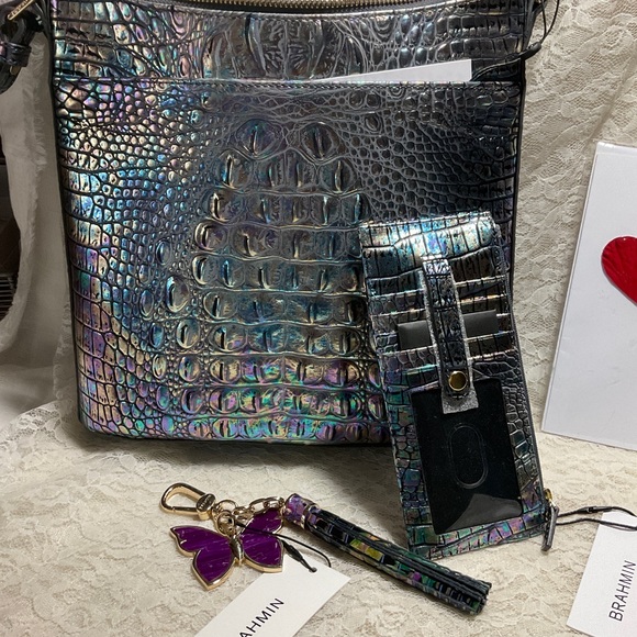 $FIRM$ NO OFFERS NWT 3pc MOTHER OF PEARL CROSSBODY WALLET & VISIONARY BUTTERFLY - Picture 2 of 10